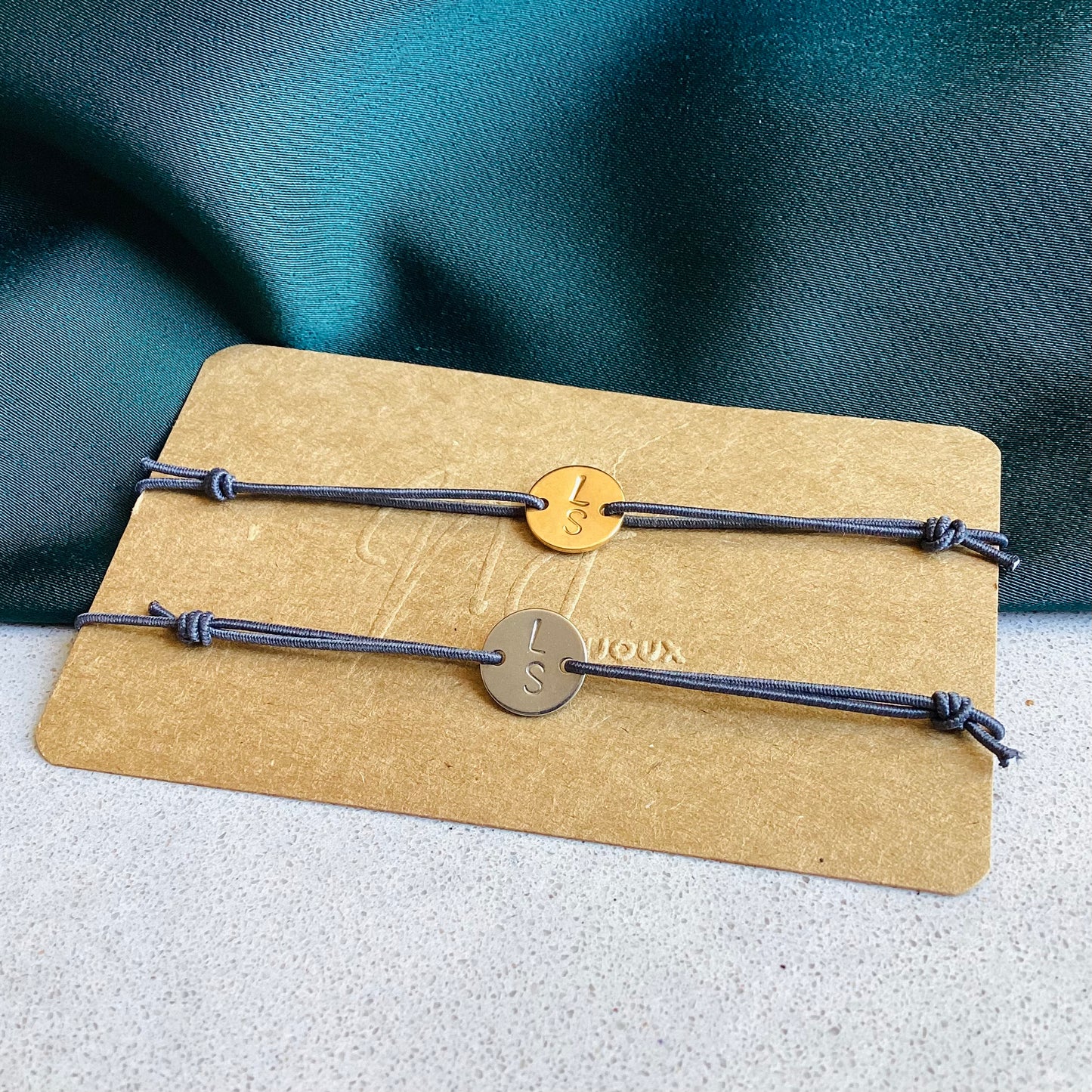 bracelet cordon deux initiales