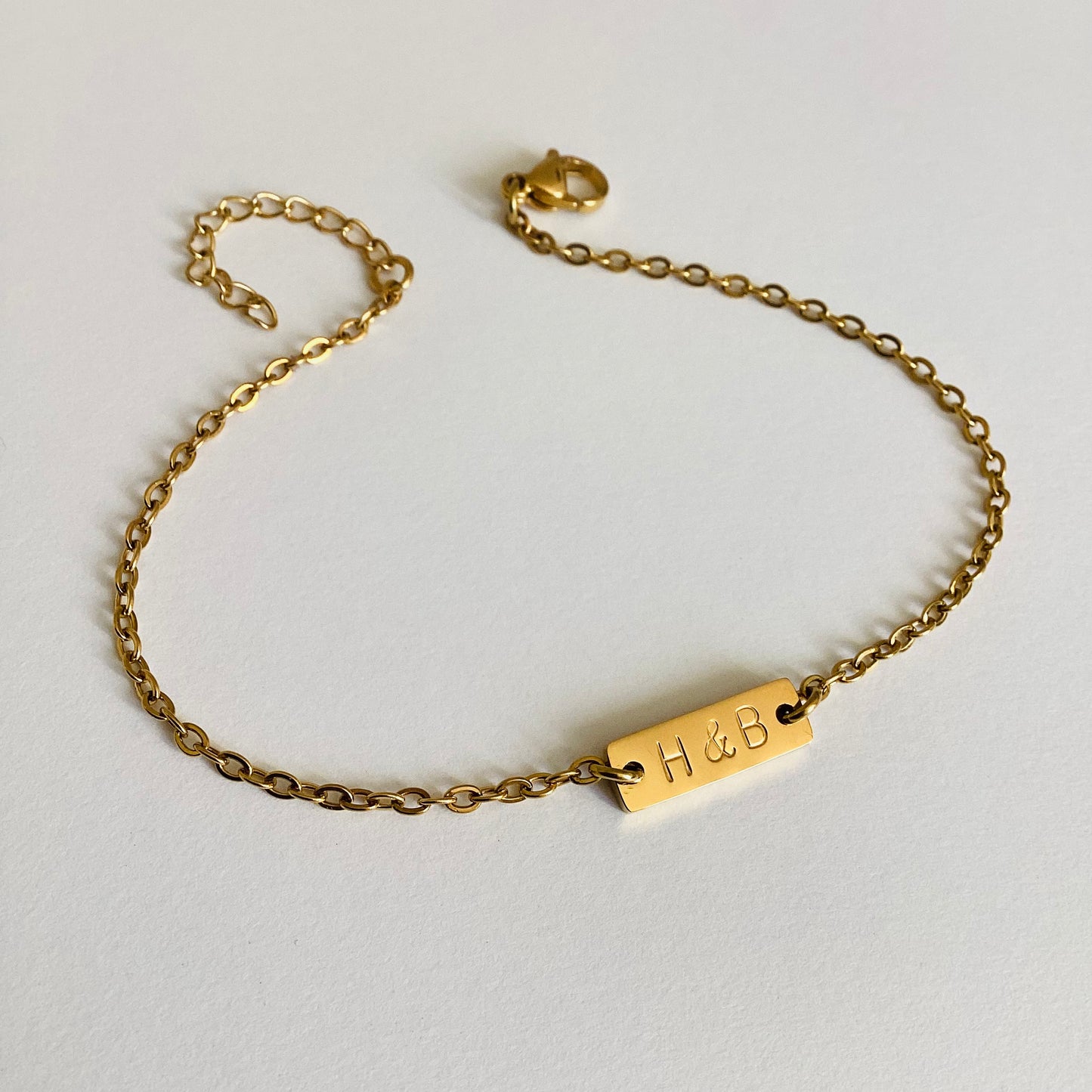 bracelet personnalisé initiales doré