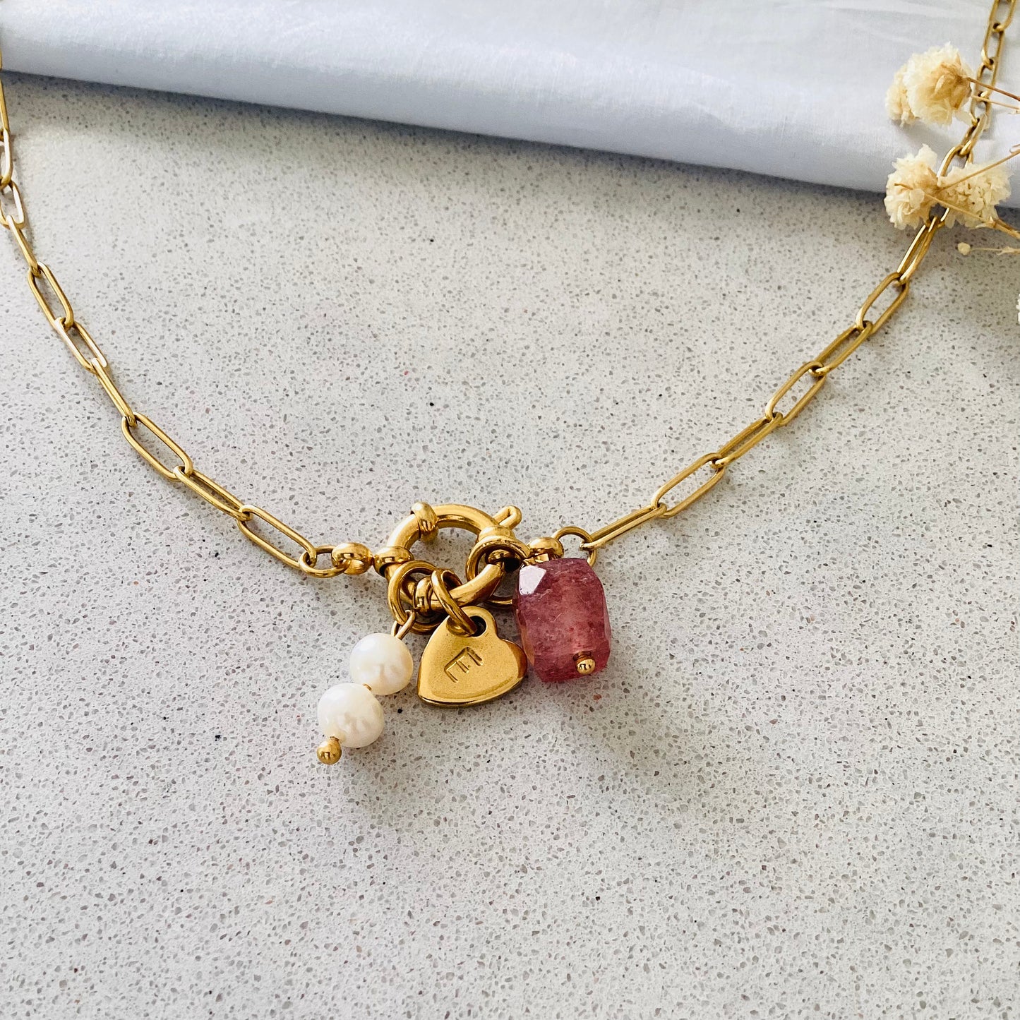 collier chain rectangle personnalisé en acier inoxydable