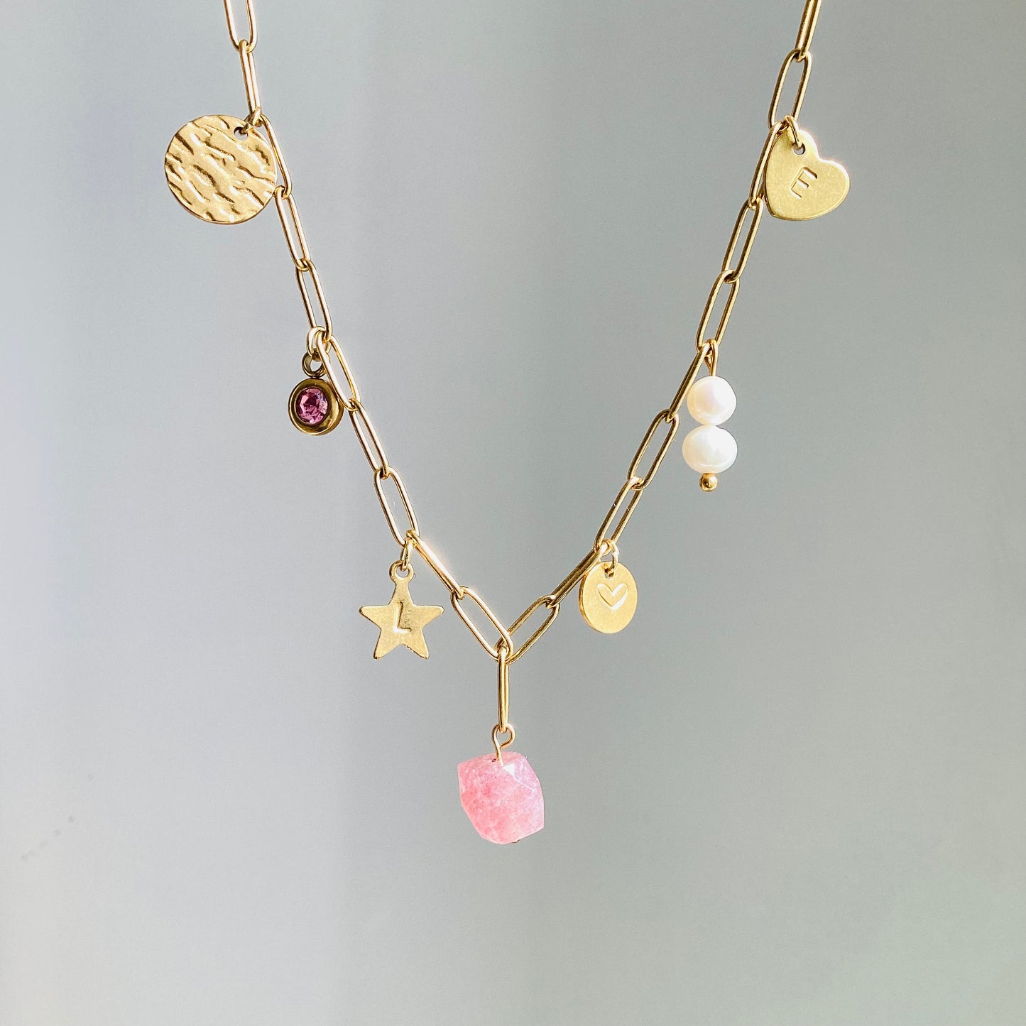 collier charms personnalisé en acier inoxydable