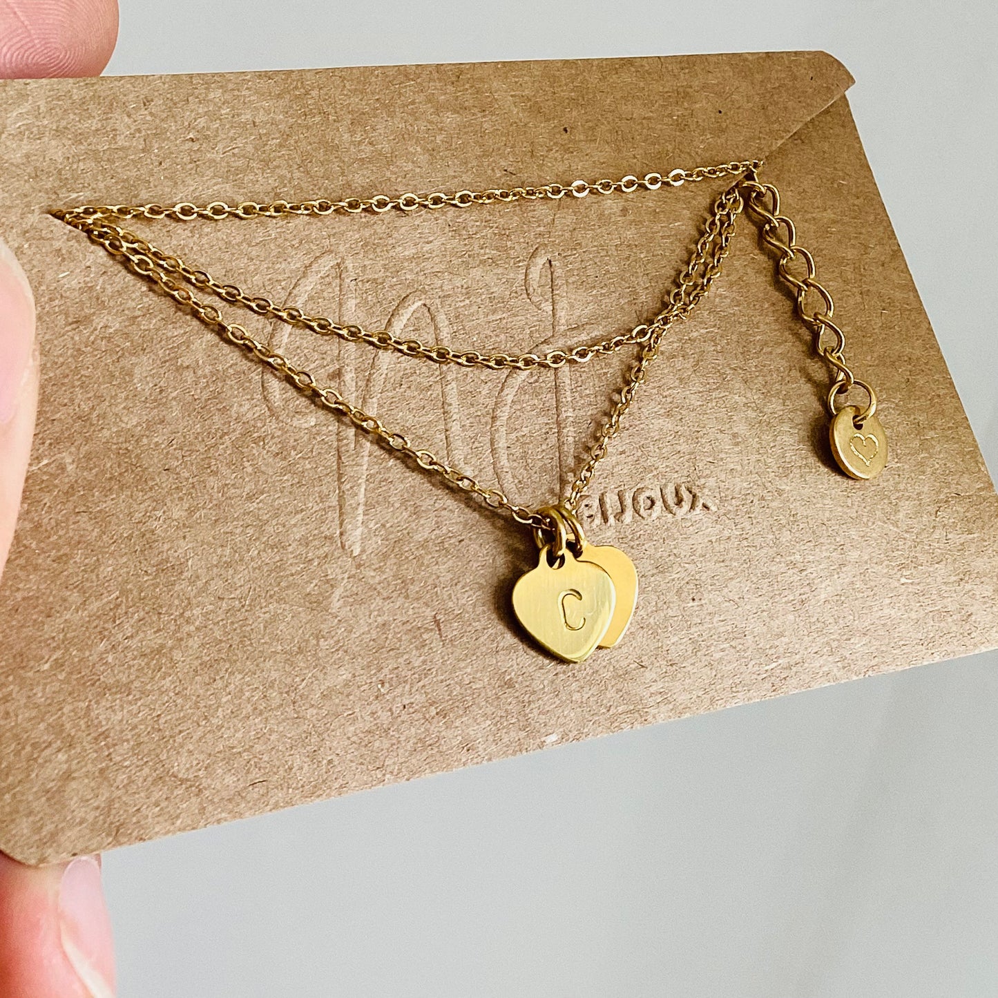 collier en acier inoxydable doré pendentif en forme de coeur