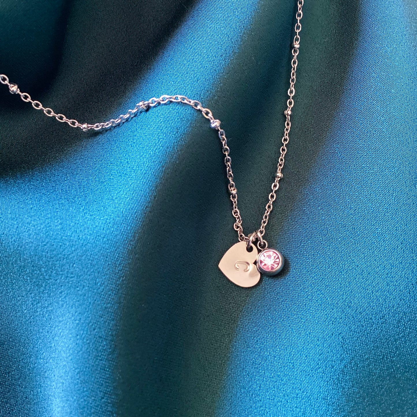 collier personnalisé avec pierre de naissance argenté