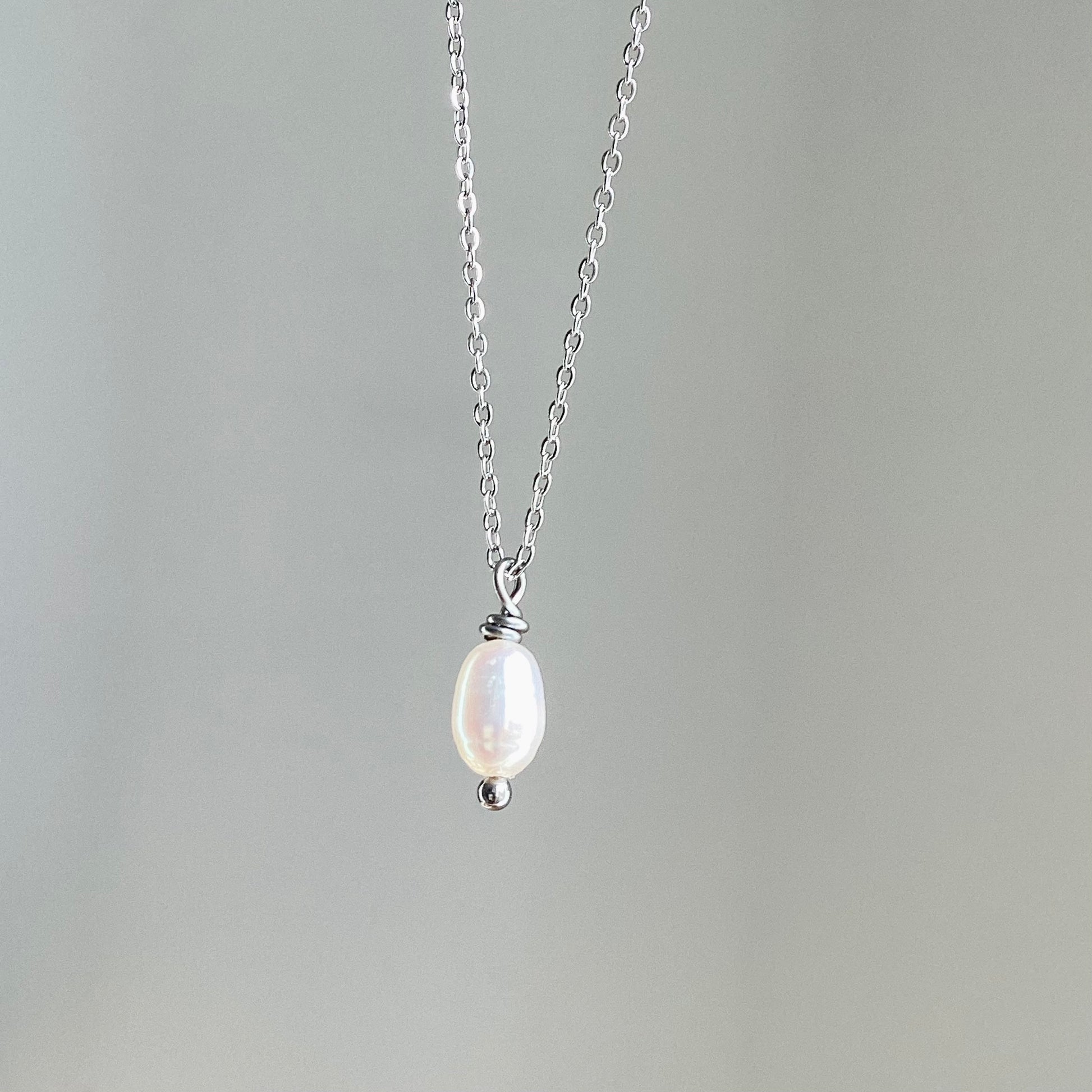 collier pendentif perle de culture en acier inoxydable